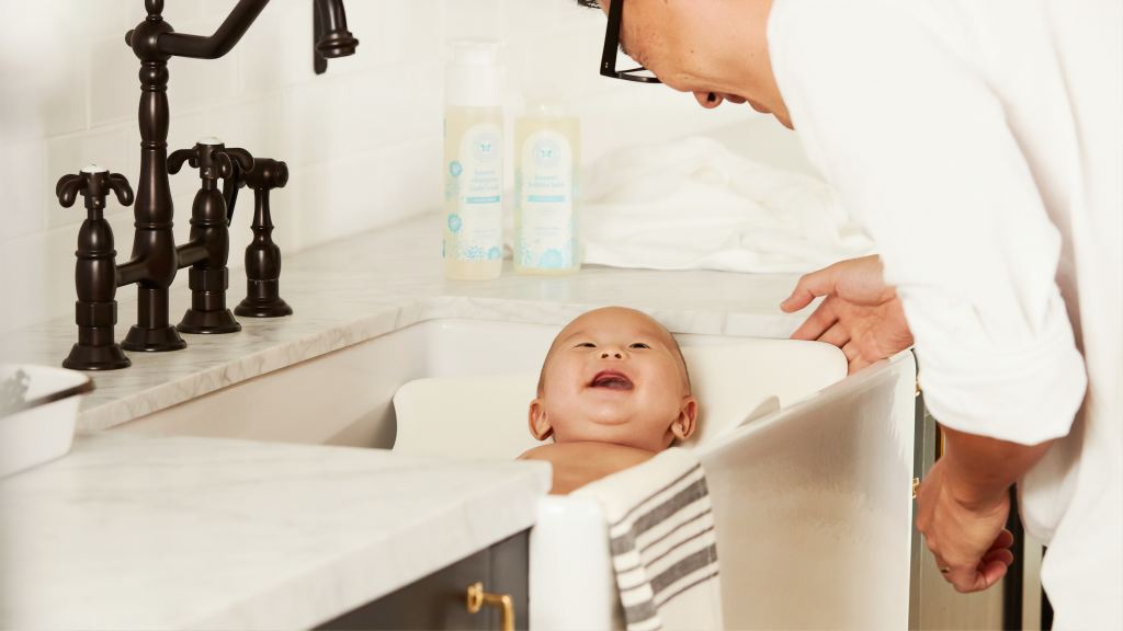 Bath time as part of a newborn bedtime routine